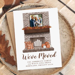 We've Moved Rustic Fall Farmhouse Fireplace Moving Announcement