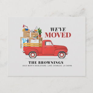 We've Moved Rustic Red Truck Moving New Address Announcement Postcard