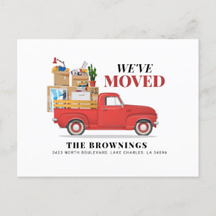 We've Moved Rustic Red Truck Moving New Address Announcement Postcard