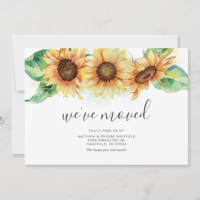 We've Moved Rustic Sunflower Moving Announcement (Front)