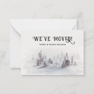We've Moved Rustic Watercolor Forest Card