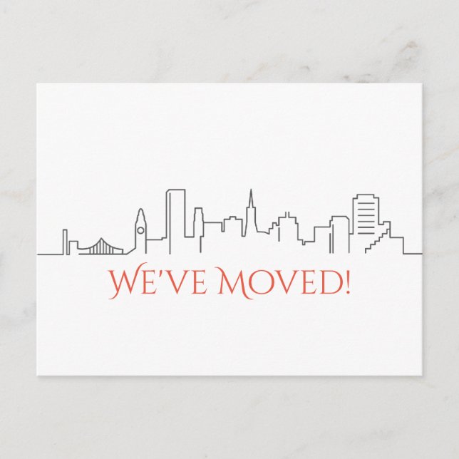 We've Moved San Francisco City Skyline Announcement Postcard (Front)