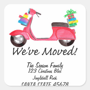 We've Moved scooter and christmas gifts address Square Sticker