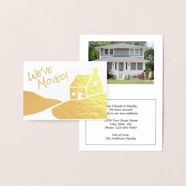 We've Moved Simple Modern Luxury New Address Real Foil Card (Display)