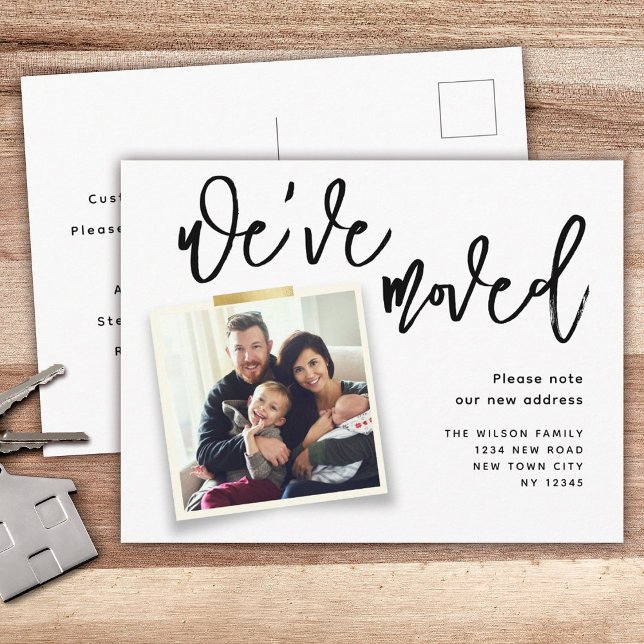 We've Moved Simple Modern Photo Moving Announcement Postcard (Creator Uploaded)