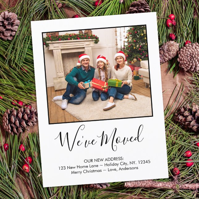 We've Moved Simple Photo Plaid Holiday Moving Card (Creator Uploaded)