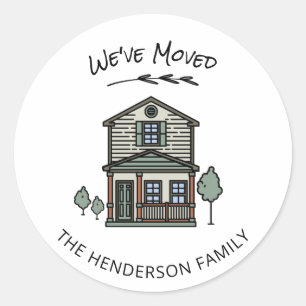 We've Moved Simple Rustic Home Moving Announcement Classic Round Sticker