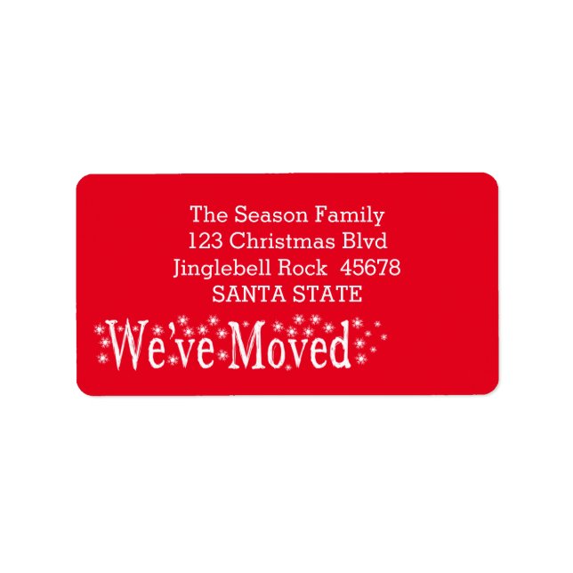 We've Moved Snowflake Christmas Label (Front)