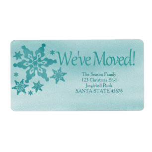 We've Moved snowflake Holiday Address Label