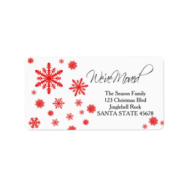 We've Moved snowflake Holiday Address Label (Front)