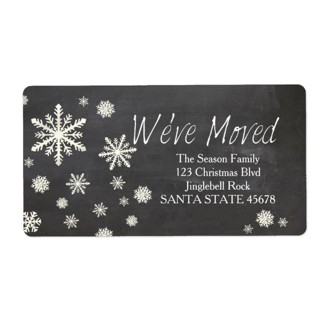We've Moved snowflake Holiday Address Label (Front)