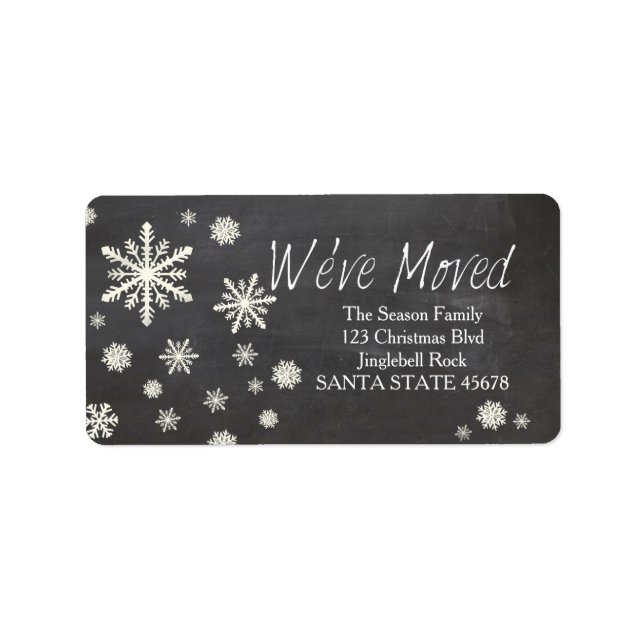 We've Moved snowflake Holiday Address Label (Front)