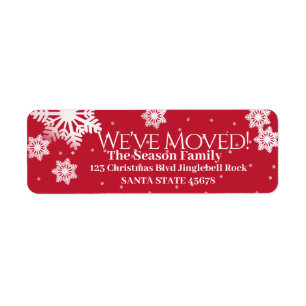 We've Moved Snowflake Holiday Label