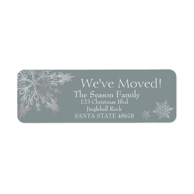 We've Moved Snowflake Holiday Label (Front)