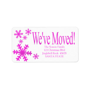 We've Moved snowflake holiday Label