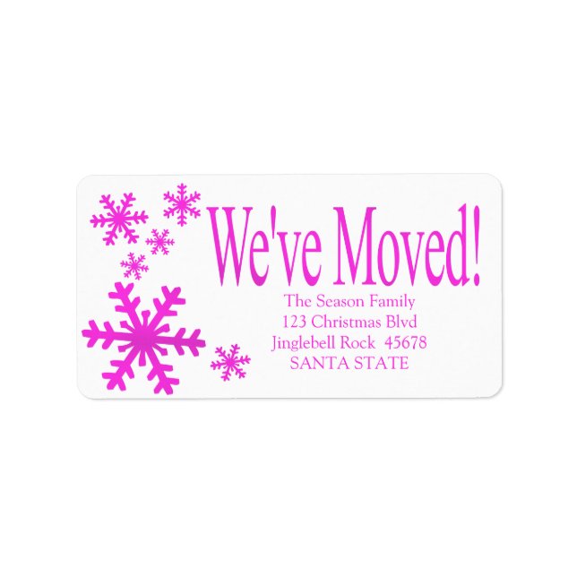 We've Moved snowflake holiday Label (Front)