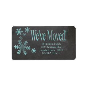We've Moved snowflake holiday Label