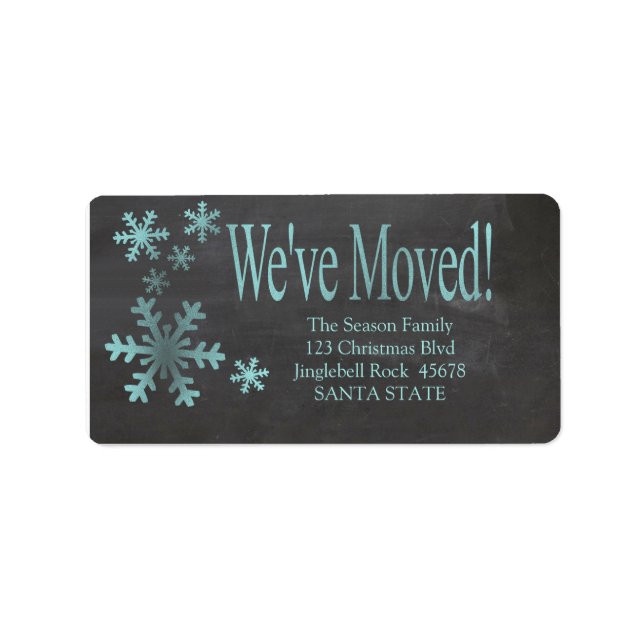 We've Moved snowflake holiday Label (Front)