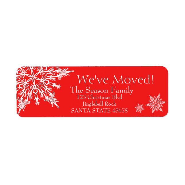 We've Moved Snowflake Holiday Label (Front)