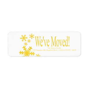 We've Moved snowflake holiday Label