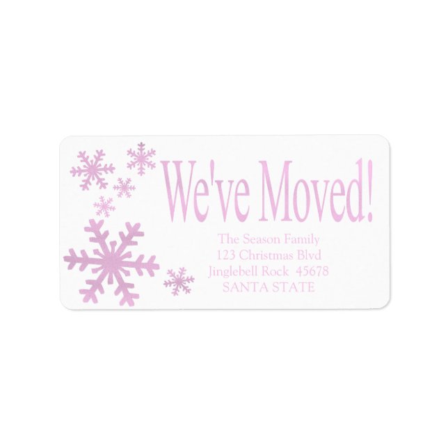 We've Moved snowflake holiday Label (Front)