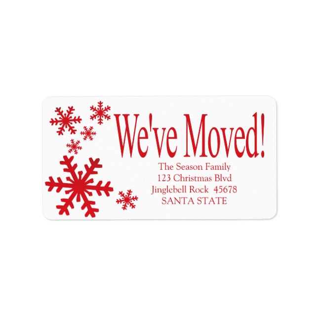 We've Moved snowflake holiday Label (Front)