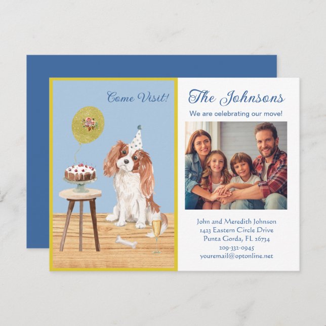 We've Moved Spaniel Family Photo Budget   Announcement (Front/Back)