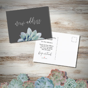 We've Moved Succulent New Home Grey Announcement Postcard