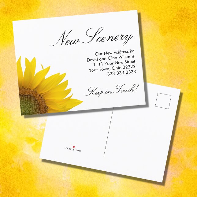 We've Moved Sunflower Country Moving  Announcement Postcard (Creator Uploaded)