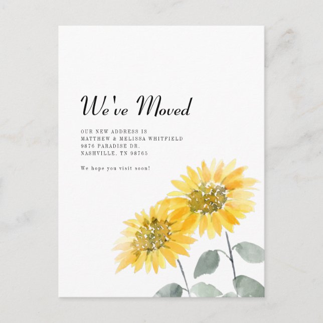 We've Moved Sunflower Moving Announcement Postcard (Front)