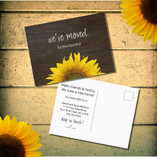 We've Moved Sunflower Rustic Wood New Home Announcement Postcard