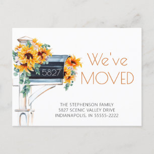 We've Moved Sunflowers Eucalyptus Mailbox Announcement Postcard