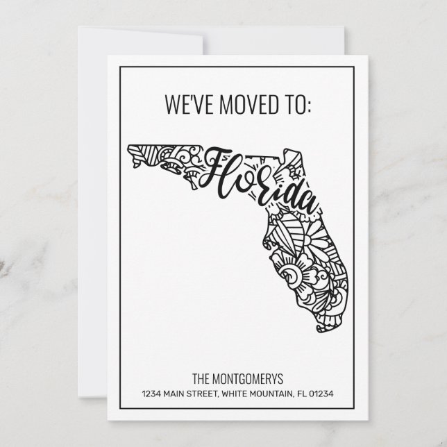 We've Moved To Florida State Floral Mandala Home Announcement (Front)