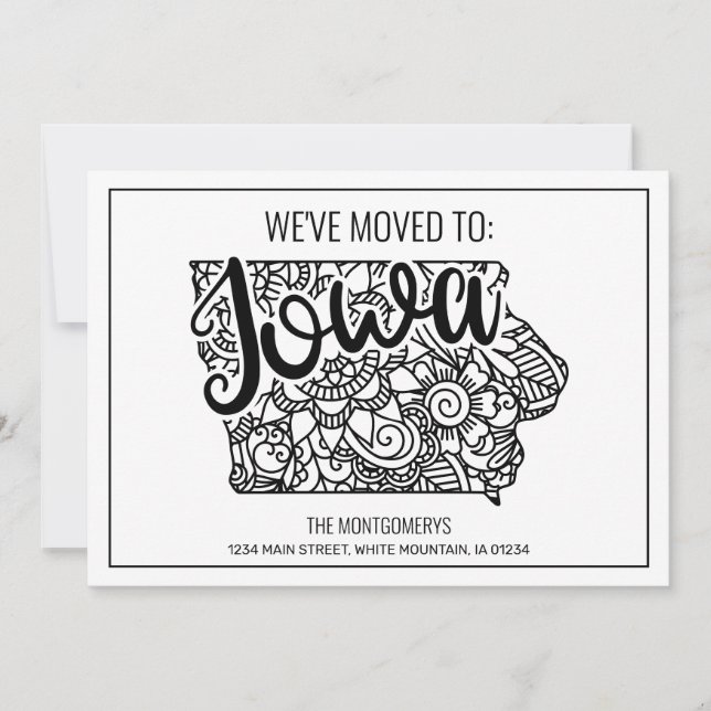 We've Moved To Iowa State Floral Mandala  Home Announcement (Front)