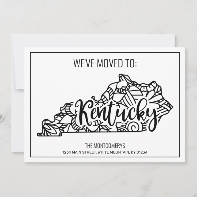 We've Moved To  Kentucky State Floral Mandala Home Announcement (Front)