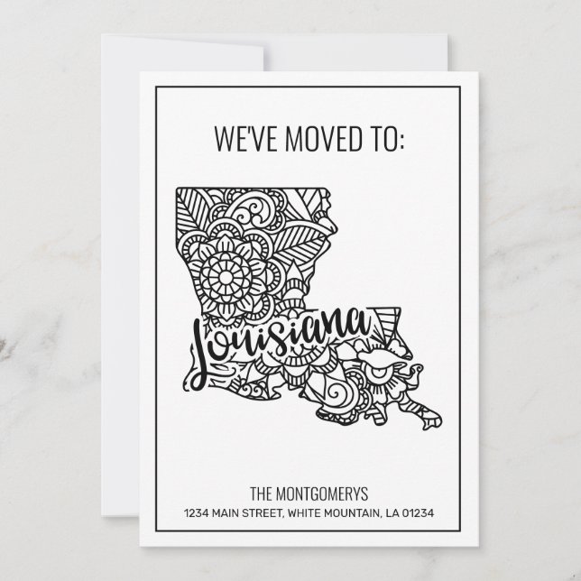 We've Moved To Louisiana State Floral Mandala Home Announcement (Front)