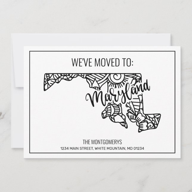 We've Moved To  Maryland State Floral Mandala Home Announcement (Front)