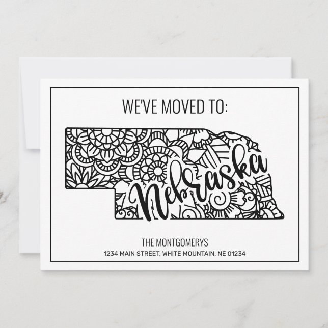 We've Moved To Nebraska State Floral Mandala Announcement (Front)