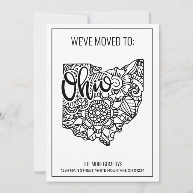 We've Moved To Ohio State Floral Mandala Announcement (Front)
