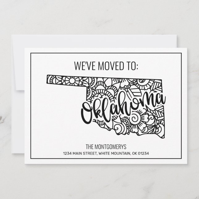 We've Moved To Oklahoma State Floral Mandala Announcement (Front)