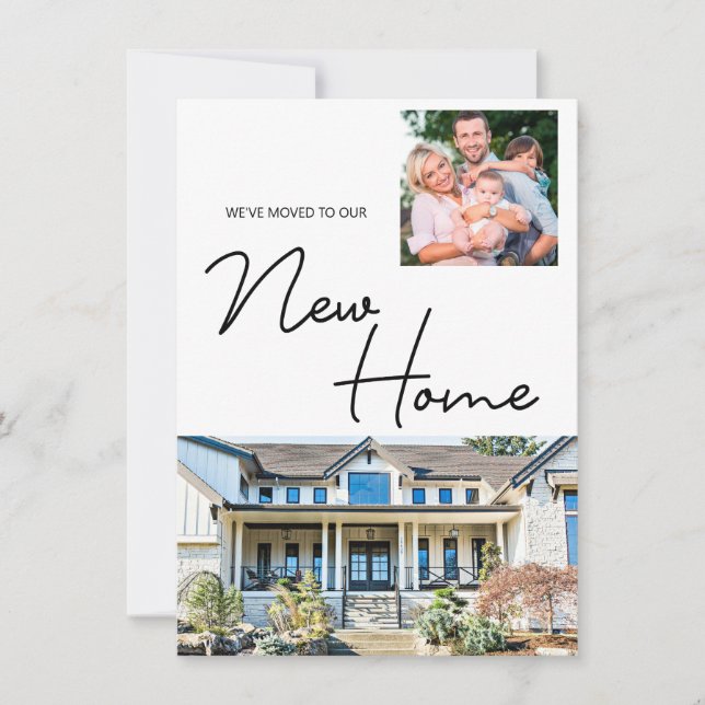 We've moved to our New Home Family Photo and House Holiday Card (Front)