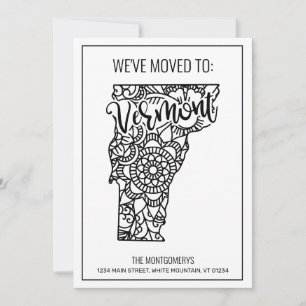 We've Moved To Vermont State Floral Mandala Announcement