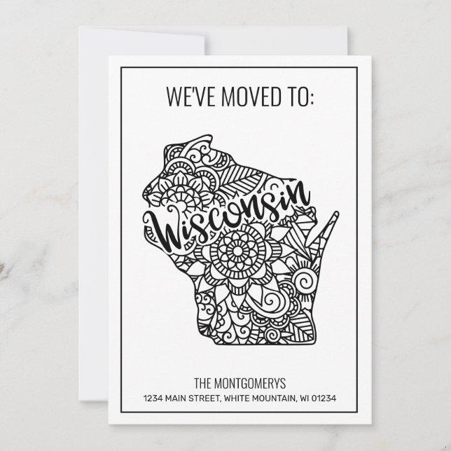 We've Moved To Wisconsin State Floral Mandala Announcement (Front)