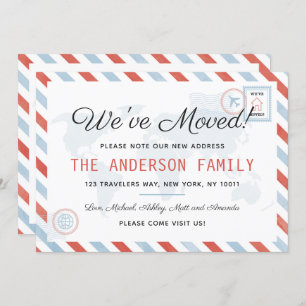 We've Moved Travel Postcard Invitation Card