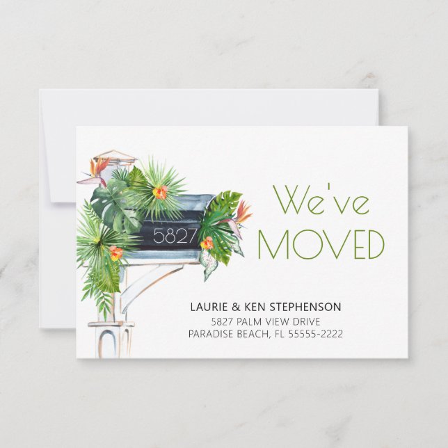 We've Moved Tropical Floral Watercolor Mailbox (Front)