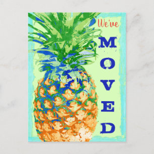 We've Moved Tropical Pineapple New Address Moving Announcement Postcard