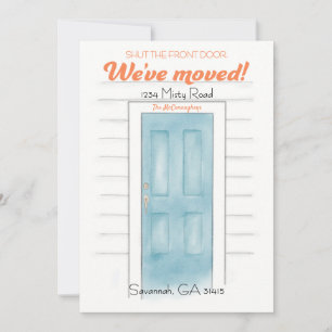 We've Moved Tropical Shut Door Announcement Card