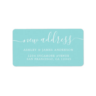We've Moved Turquoise New Address label