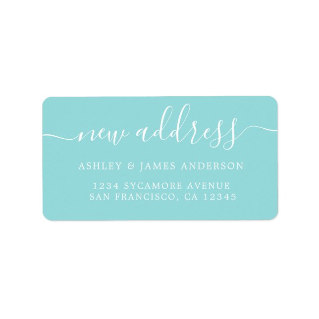 We've Moved Turquoise New Address label (Front)