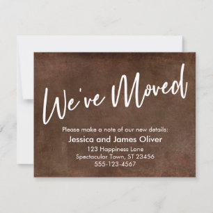 "We've Moved" Typography Brown Grunge Announcement